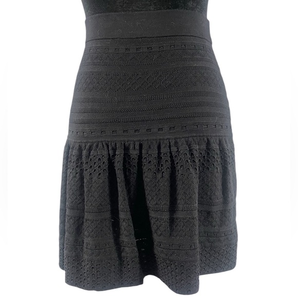 BCBG Black Embroidered Black Mini Skirt, Small - Picture 6 of 6